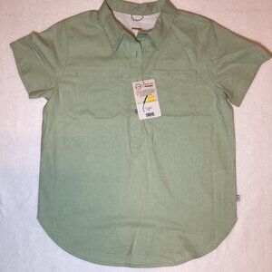 Wrangler All Terrain Gear Womens Small Green Short Sleeve 3/4 Button Up New Tags